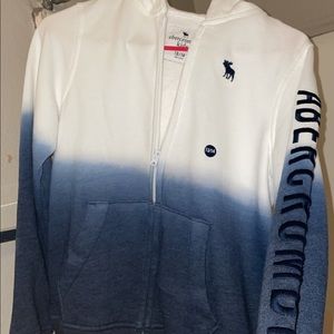 Abercrombie kids white and blue zip up jacket 13/14